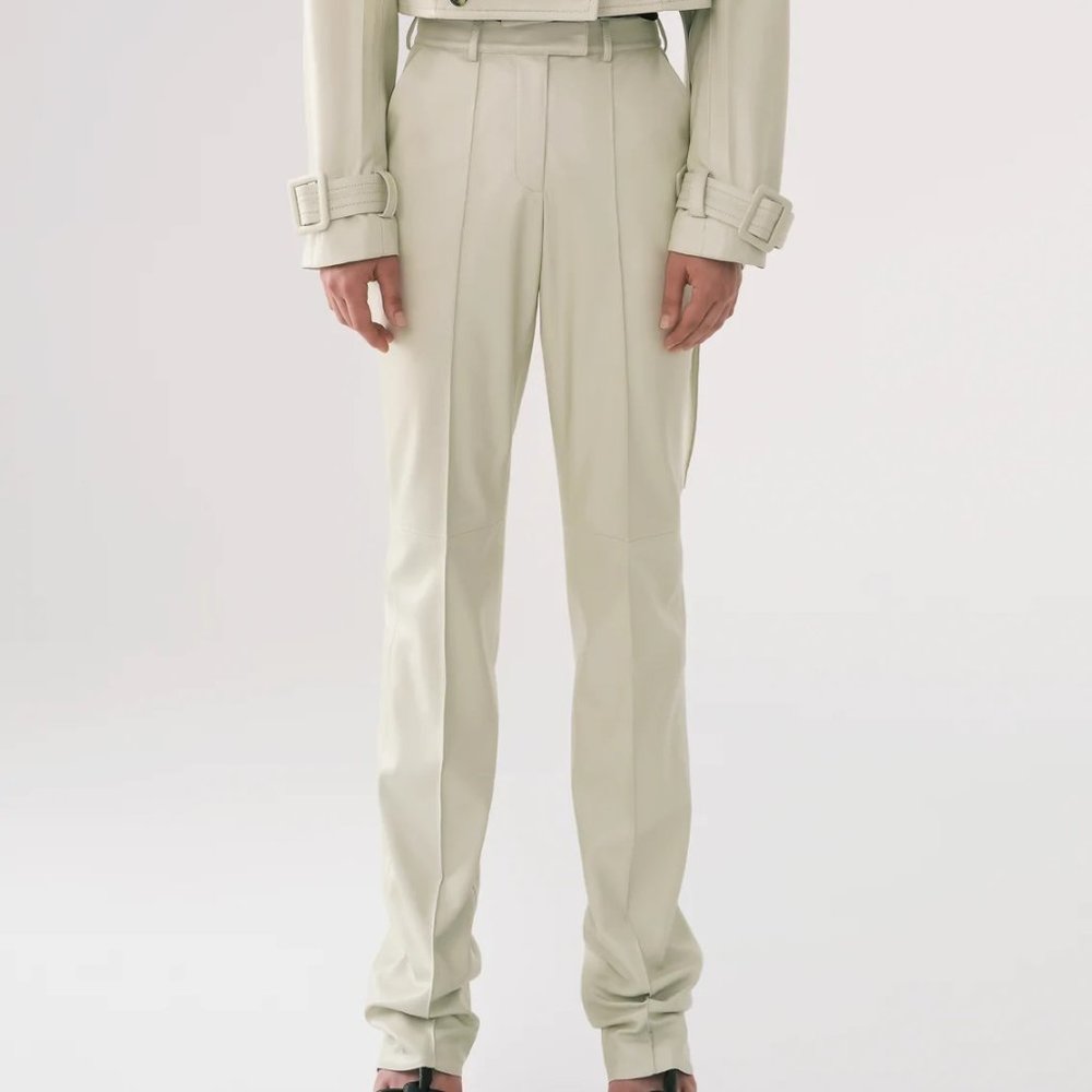 CREAM MATERIEL TBILISI ECO LEATHER SLIM FIT PANTS